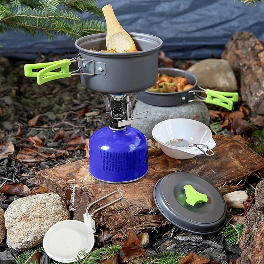 Quality Camping Cooking Set - Camping-Kochset Tragbares Leichtgewichtiges Aluminium-Camping-Topfset für Wandern,