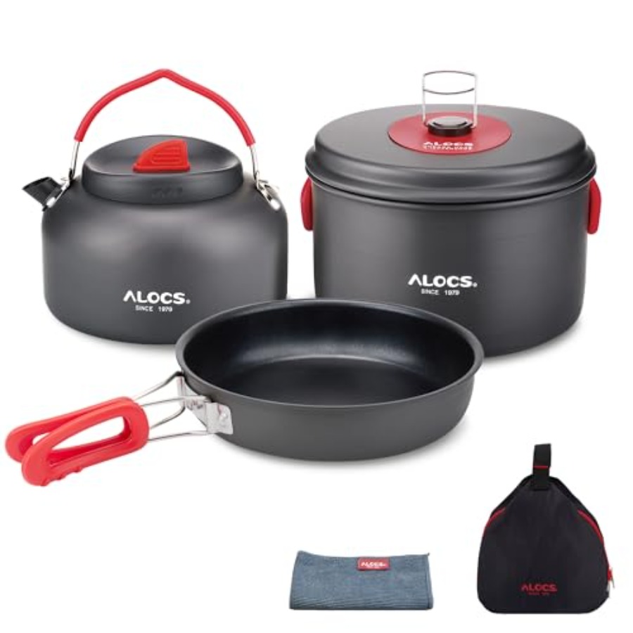 Camping Hiking Cooking - Leichtes Camping-Kochgeschirr-Set mit Tragbarer Tragetasche -