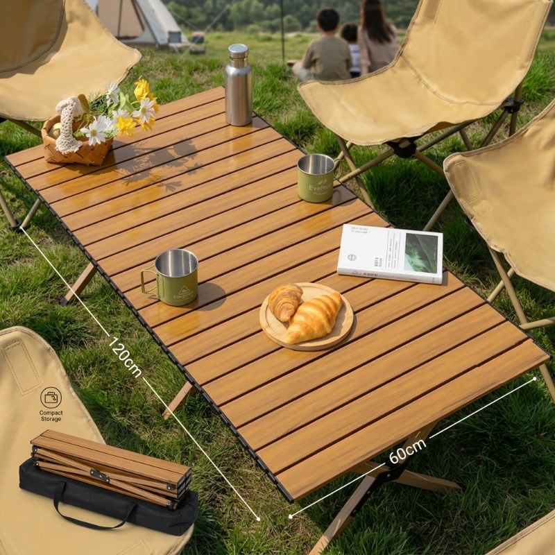Camping Cooking Table - Tragbarer, zusammenklappbarer Tisch für Eierrollen, 60/120