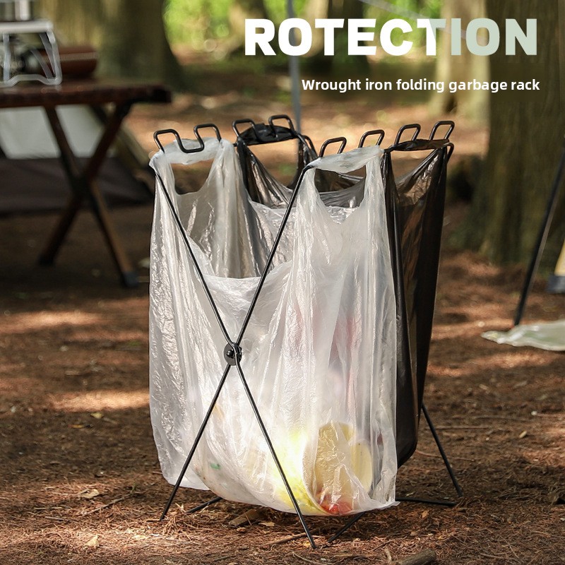 Camping Cooking Organizer - Tragbarer Faltbarer Müllbeutelhalter, Outdoor-Plastiktütenständer für Camping,