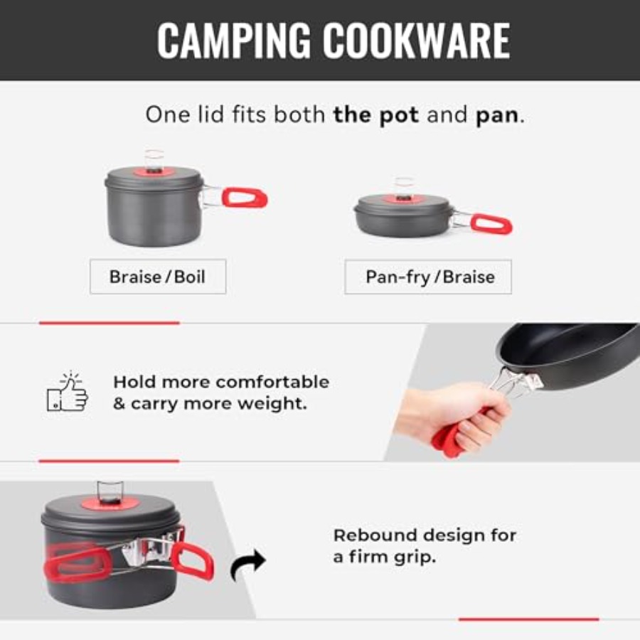 Leichtes Camping-Kochgeschirr- – Camping Hiking Cooking Bewertung und Preis